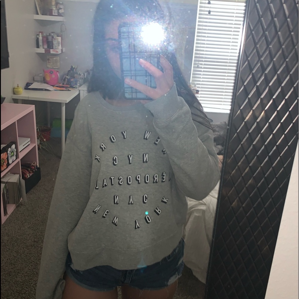 light gray pullover